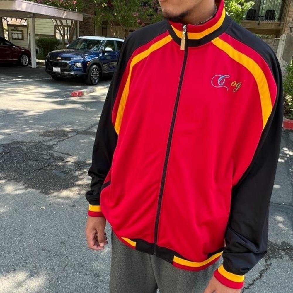 Vintage 90s Coogi Embroidered Handprints Full Zip Track Jacket 4XL